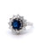 Mid Century French 1.96 Sapphire Diamond Platinum 18k White Gold Cluster Ring