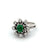 Mid Century French 0.83 Carat Emerald Diamond Platinum Cluster Ring