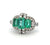 Art Deco Inspired Emerald Diamond Platinum Cocktail Ring