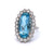 Mid Century French 10.23 Carats Aquamarine Diamond Platinum Cluster Ring