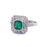 Art Deco Inspired Emerald Diamond Platinum Double Halo Engagement Ring