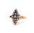 Victorian Old Mine Cut Diamond 18 Karat Rose Gold Navette Ring