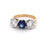 Mid Century French LFG Diamonds Sapphire 18k Gold Three Stone Ring