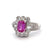 Vintage Pink Sapphire Diamond 18k White Gold Cluster Ring