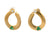 Vintage Italian Emerald Diamond 18 Karat Yellow Gold Hoop Earrings
