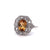 Art Deco Citrine Diamond 14 Karat White Gold Cluster Ring