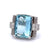 Mid Century Aquamarine Diamond Platinum Cocktail Ring
