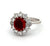 Vintage AIG 1.00 Carats Ruby Diamond 18k White Gold Cluster Ring