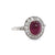 Art Deco Inspired 2.40 Carats Cabochon Ruby Diamond Platinum Ring