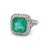 Art Deco Inspired 4.27 Carats Emerald Diamond Platinum Halo Ring