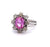 Mid Century French GIA 2.49 Carats Pink Sapphire Diamond 18k White Gold Cluster Ring