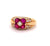 Vintage Ruby Diamond 18k Yellow Gold Flower Ring