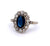 Edwardian Sapphire Diamond 14k White Gold Cluster Ring