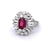 Mid Century French 1.47 Carats Ruby Diamond Platinum Cluster Ring