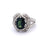 Mid Century French 1.99 Carats Green Sapphire Diamond Platinum Ring