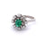 Mid Century French 0.64 Carats Emerald Diamond Platinum 18k White Gold Cluster Ring