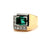 Mid Century Emerald Diamond 18 Karat Rose Gold Platinum Ring