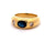 Vintage Sapphire Diamond 18k Yellow Gold Three Stone Ring