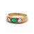 Antique Austrian Emerald Diamond 14 Karat Yellow Gold Three Stone Band Ring