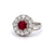 Mid Century French 1.14 Carats Ruby Diamond Platinum Cocktail Ring