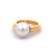 Vintage Italian Mikimoto Pearl 18k Yellow Gold Ring