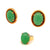 Mid Century Gumps Jade 18k Yellow Gold Earrings and Ring Set