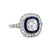 Art Deco Inspired 0.99 Carat Old Mine Cut Diamond Sapphire Platinum Target Ring