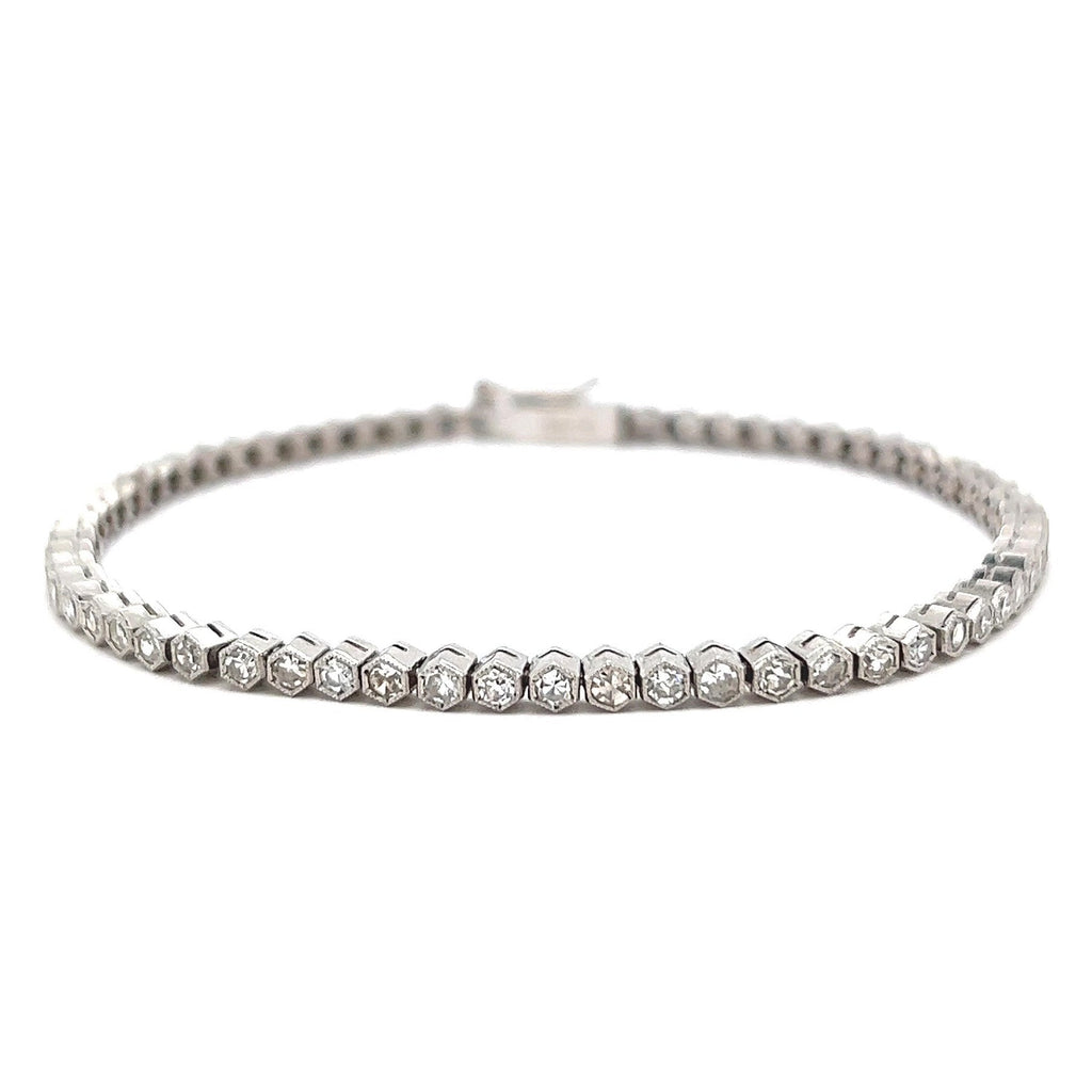 Art Deco Inspired 2.42 Carat Diamond Platinum Tennis Bracelet