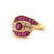 Vintage French Ruby Diamond 18 Karat Yellow Gold Bypass Ring