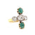 Antique French Old Mine Cut Diamond Emerald 18 Karat Gold Ring