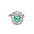 Vintage 1.15 Carat Emerald Diamond 18 Karat White Gold Cluster Ring
