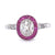 Art Deco Inspired 0.65 Carat Diamond Ruby Platinum Halo Ring