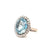 Mid Century 12.70 Carats Aquamarine Diamond 18 Karat White Gold Cocktail Ring