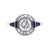 Art Deco Inspired 0.92 Carat Diamond Sapphire Platinum Target Ring
