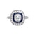 Art Deco Inspired 0.99 Carat Old Mine Cut Diamond Sapphire Platinum Target Ring