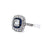 Art Deco Inspired Old Mine Cut Diamond Sapphire Halo Ring