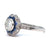 Art Deco Inspired 0.78 Carat Diamond Sapphire Flower Halo Platinum Ring