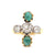 Antique French Old Mine Cut Diamond Emerald 18 Karat Gold Ring