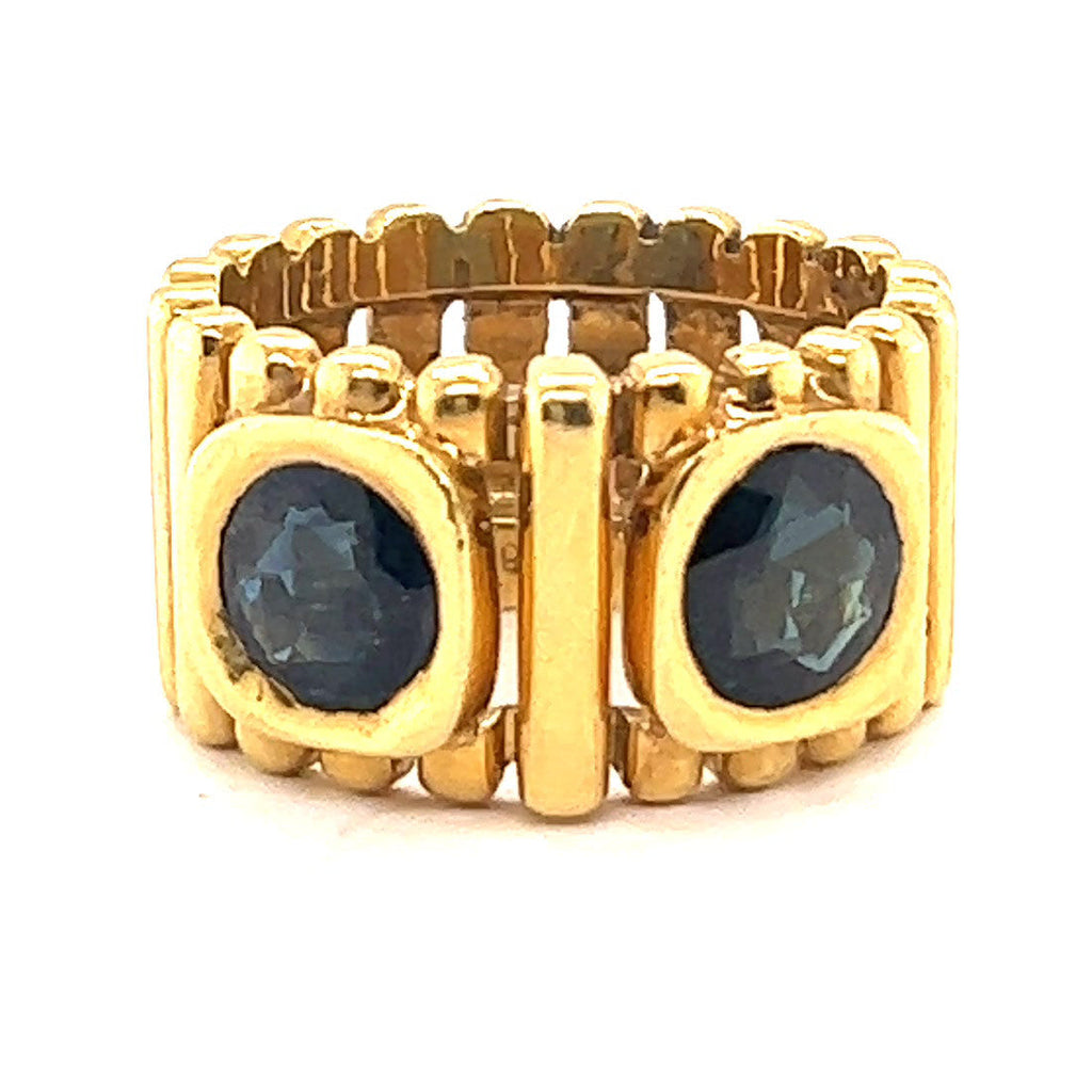 Vintage Sapphire 18 Karat Yellow Gold Two Stone Ring