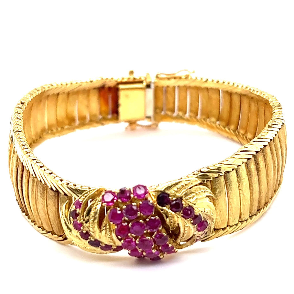 Retro French Ruby 18 Karat Gold Bracelet