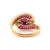Vintage French Ruby Diamond 18 Karat Yellow Gold Bypass Ring