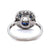 Art Deco Inspired 0.99 Carat Old Mine Cut Diamond Sapphire Platinum Target Ring