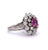 Mid Century 2.04 Carats Pink Sapphire Diamond Platinum Cluster Ring