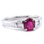 Retro Inspired 0.58 Carat Oval Ruby Baguette Diamond Platinum Engagement Ring