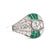 Art Deco Inspired Diamond Emerald Platinum Filigree Ring