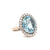 Mid Century 12.70 Carats Aquamarine Diamond 18 Karat White Gold Cocktail Ring