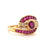 Vintage French Ruby Diamond 18 Karat Yellow Gold Bypass Ring