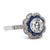 Art Deco Inspired 0.78 Carat Diamond Sapphire Flower Halo Platinum Ring