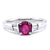 Retro Inspired 0.58 Carat Oval Ruby Baguette Diamond Platinum Engagement Ring