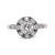 Art Deco Inspired Old European Cut Diamond Sapphire Platinum Halo Ring